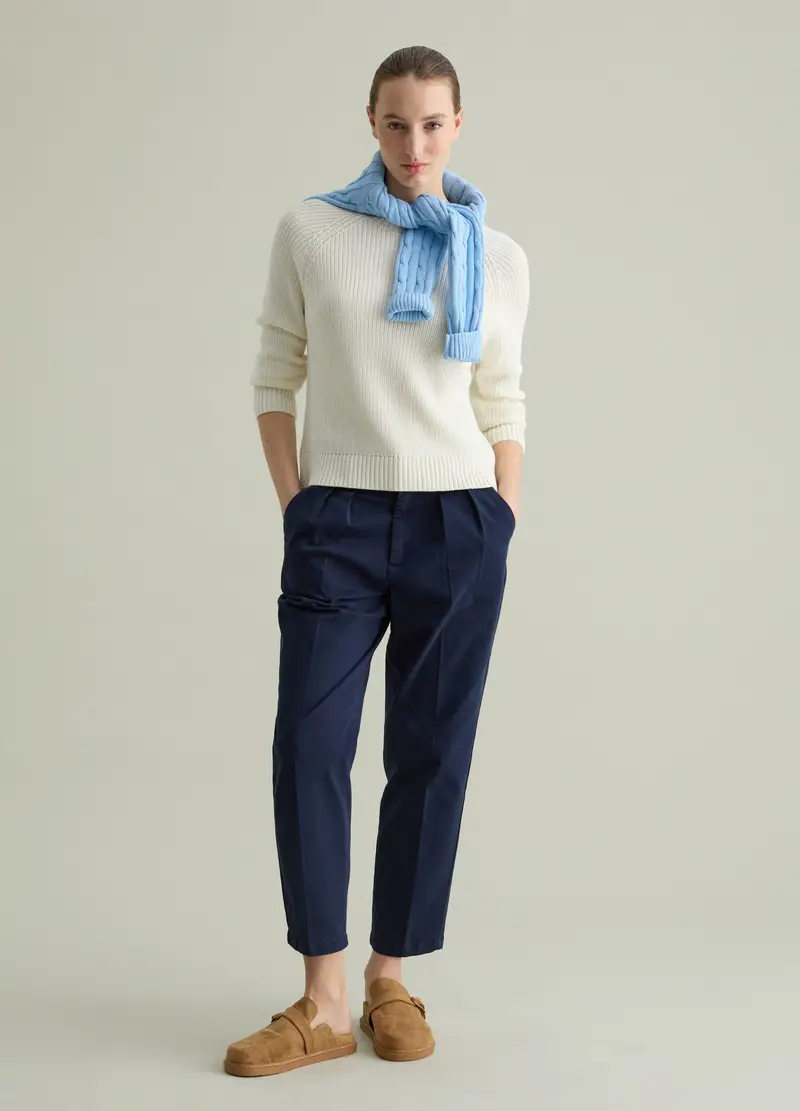 Pullover Tricot Con Maniche Raglan, Donna, Bianco miniatura 2