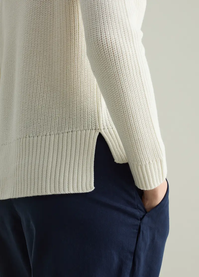 Pullover Tricot Con Maniche Raglan, Donna, Bianco miniatura 3