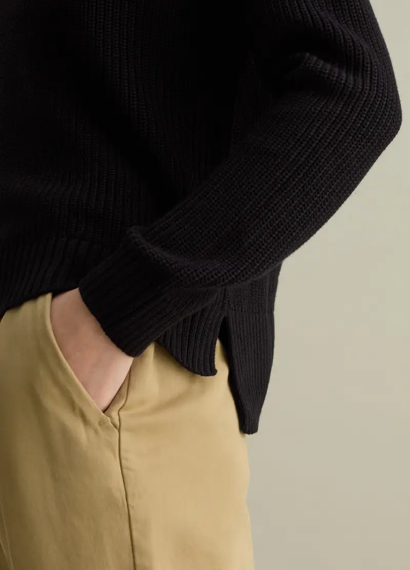 , Pullover Tricot Con Maniche Raglan, Donna, Nero miniatura 3