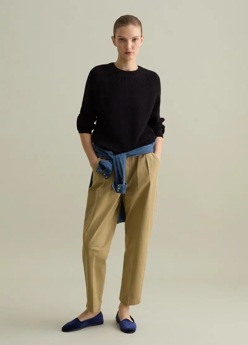 Pullover Tricot Con Maniche Raglan, Donna, Nero