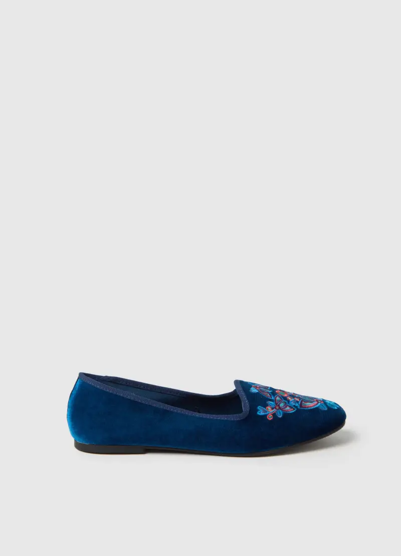 Scarpe Friulane Blu Con Ricami, Donna, Blu