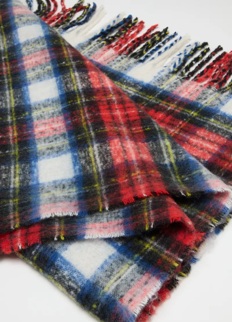 , Sciarpa A Quadri Multicolor Con Frange, Donna, Multicolor miniatura 2