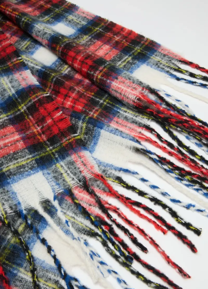 , Sciarpa A Quadri Multicolor Con Frange, Donna, Multicolor miniatura 3