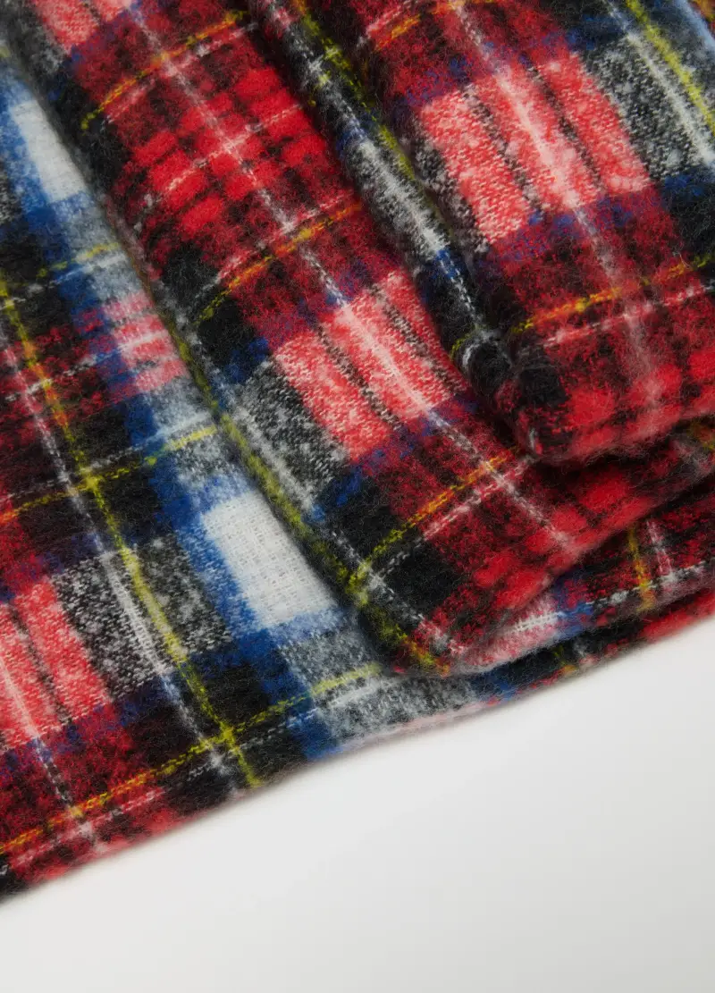 , Sciarpa A Quadri Multicolor Con Frange, Uomo, Multicolor miniatura 3