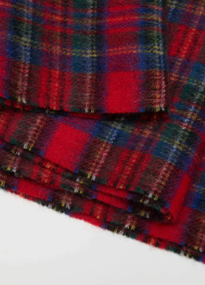 Sciarpa A Quadri Multicolor In Pura Lana Con Frange, Uomo, Multicolor miniatura 3
