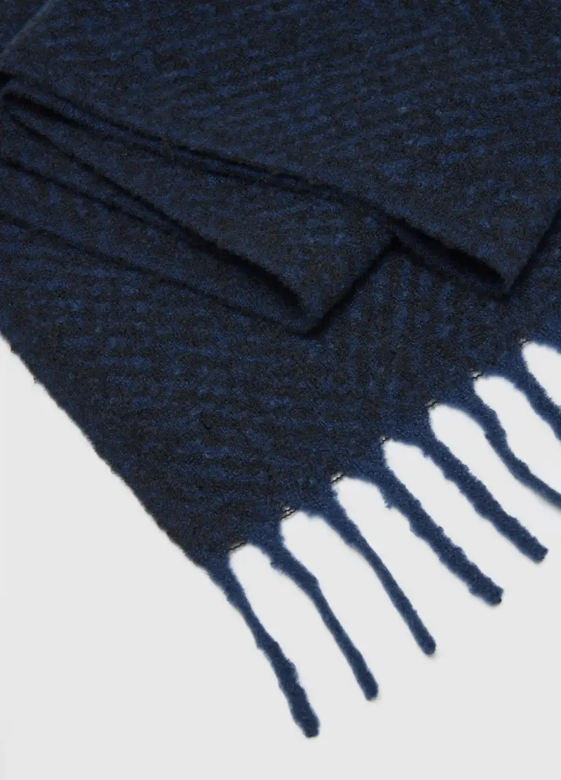 , Sciarpa Blu Con Frange, Uomo, Blu miniatura 3