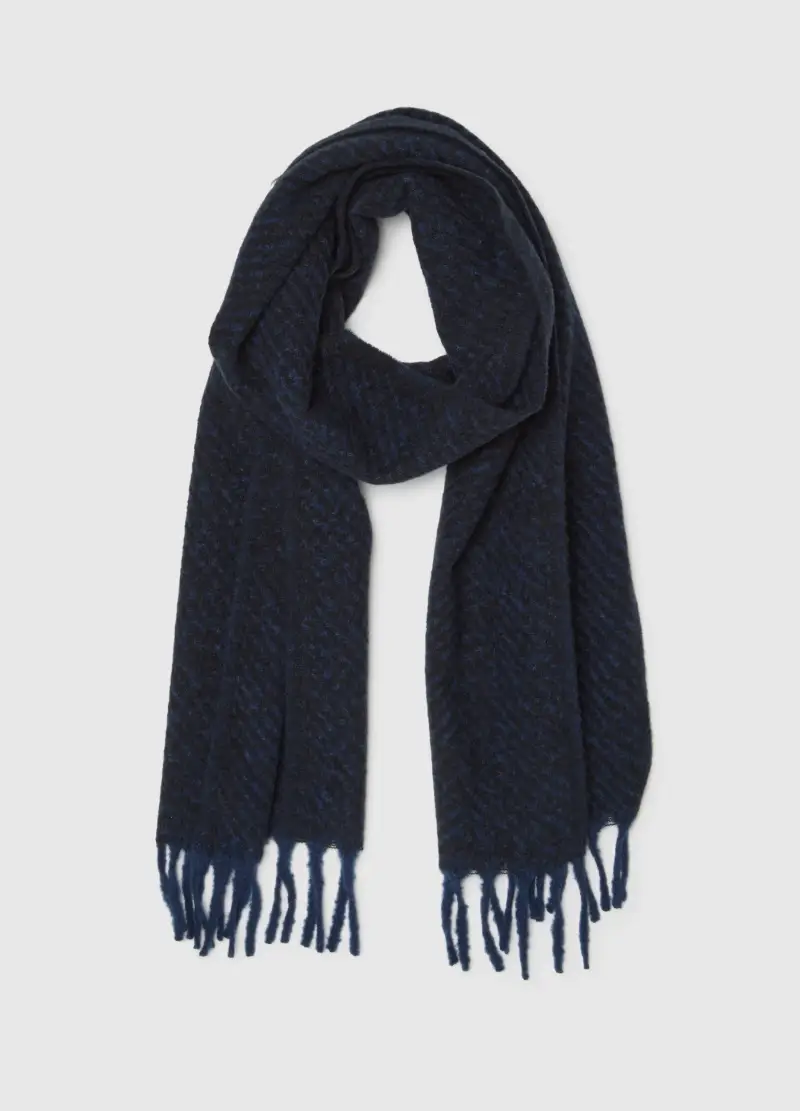 Sciarpa Blu Con Frange, Uomo, Blu