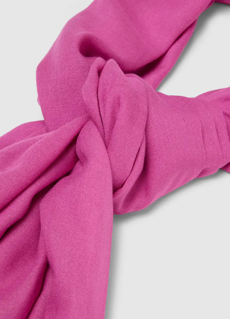 Sciarpa In Misto Viscosa E Lino Rosa Con Frange, Donna, Rosa miniatura 3