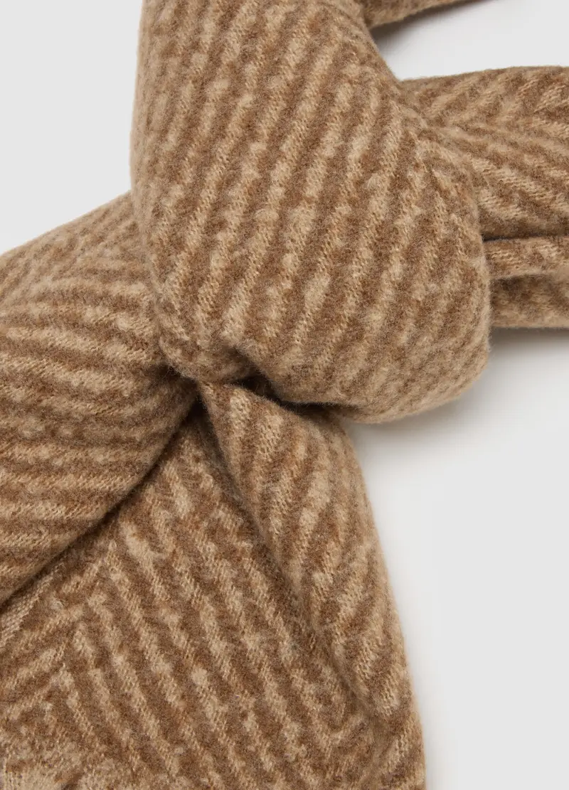 , Sciarpa Marrone Con Frange, Uomo, Marrone miniatura 2