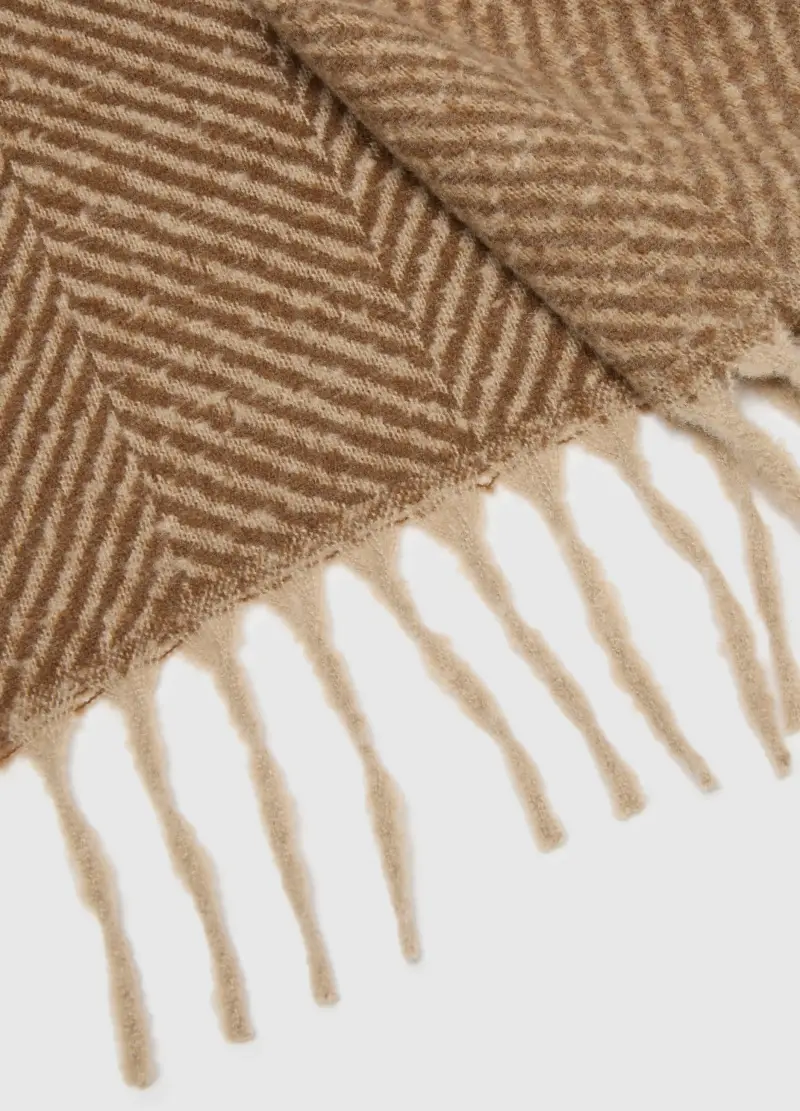 , Sciarpa Marrone Con Frange, Uomo, Marrone miniatura 3