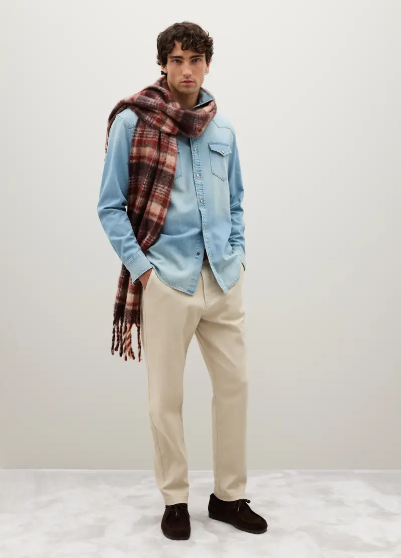 Sciarpa Multicolor A Quadri, Uomo, Multicolor