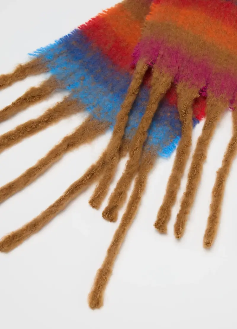 , Sciarpa Multicolor Knittata, Donna, Marrone miniatura 3