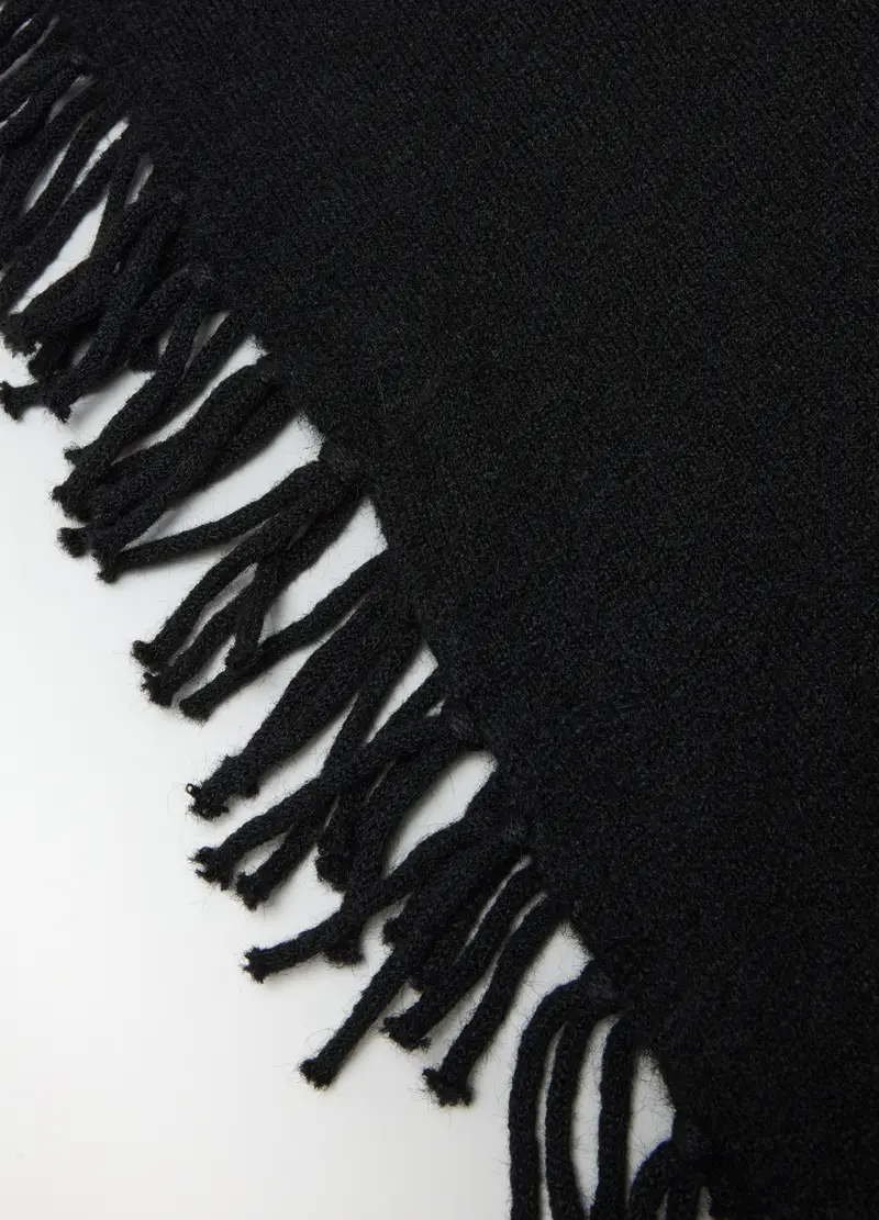 , Sciarpa Nera Con Frange, Donna, Nero miniatura 2