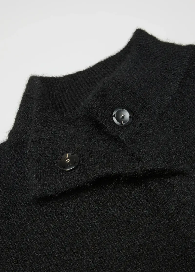 , Sciarpa Nera Con Frange, Donna, Nero miniatura 3