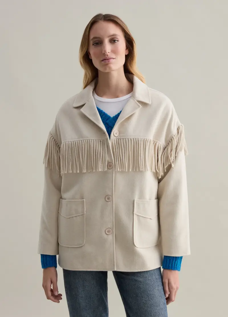 Shacket Con Frange, Donna, Bianco