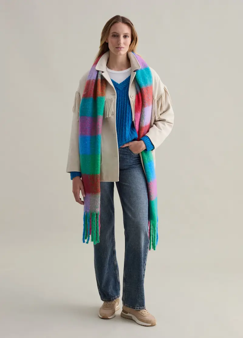 , Shacket Con Frange, Donna, Bianco miniatura 2