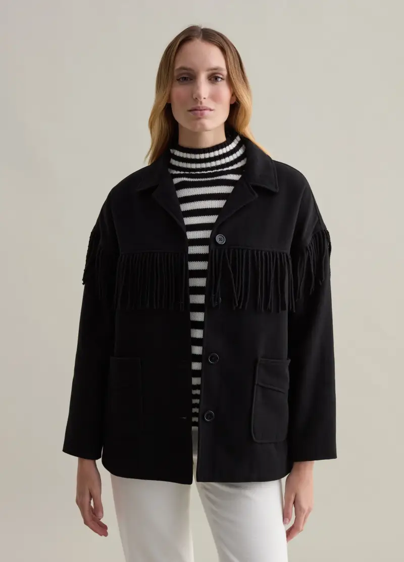 Shacket Con Frange, Donna, Nero