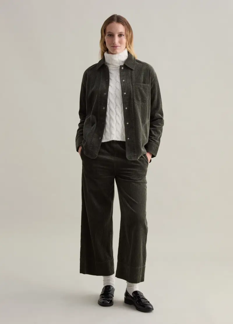 Shacket In Corduroy Con Tasca, Donna, Verde miniatura 2