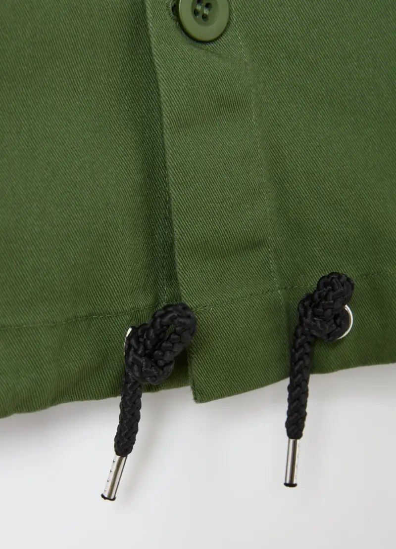 Shacket In Cotone Con Coulisse, Uomo, Verde miniatura 2
