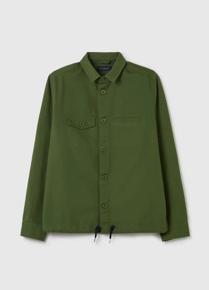 Shacket In Cotone Con Coulisse, Uomo, Verde