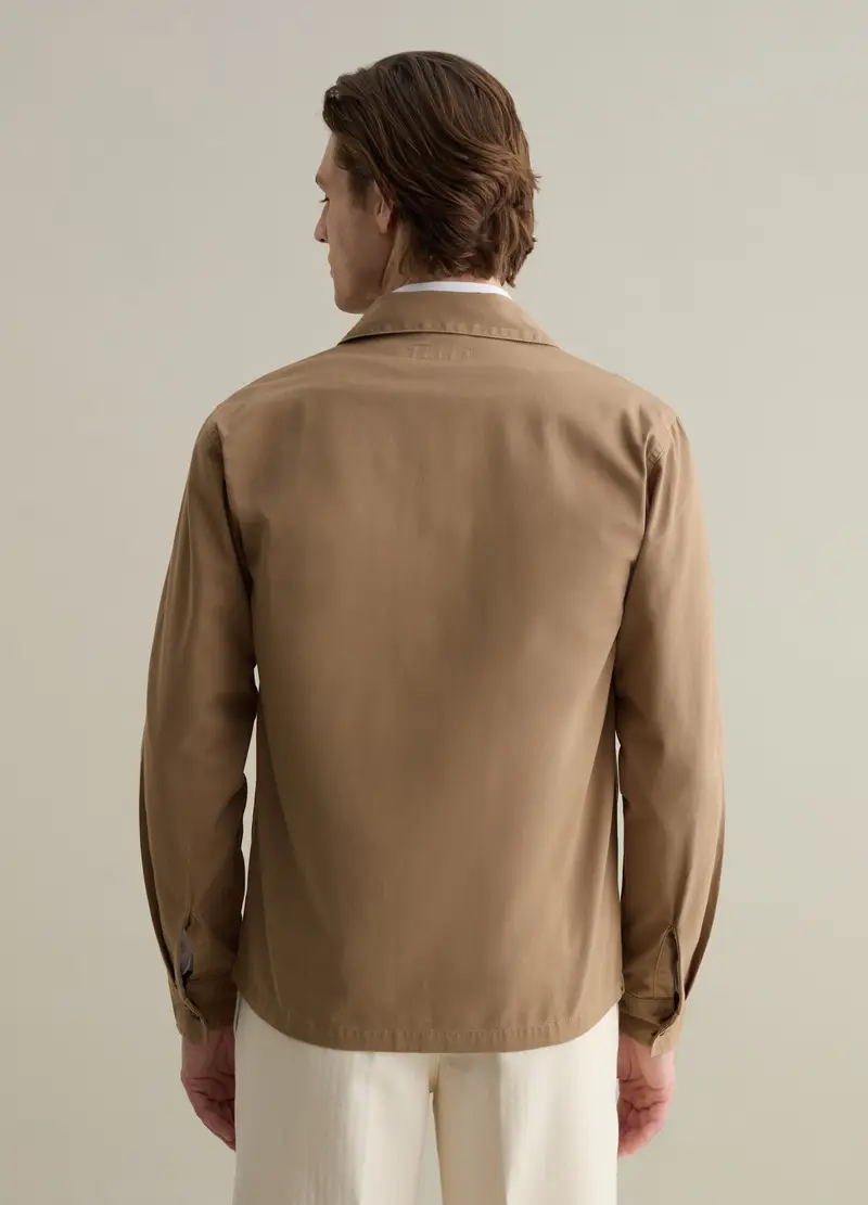 Shacket In Twill Tinta Unita, Uomo, Beige miniatura 3