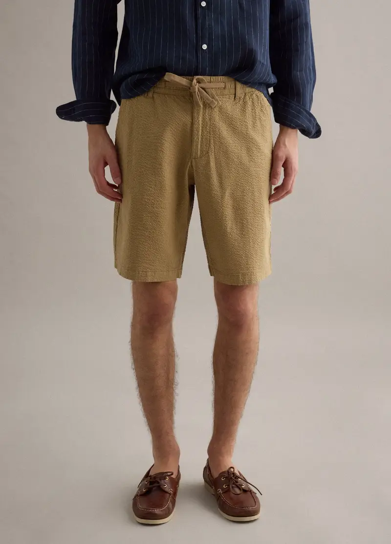 Shorts Chino In Cotone Elasticizzato Beige Regular Fit, Uomo, Beige miniatura 2