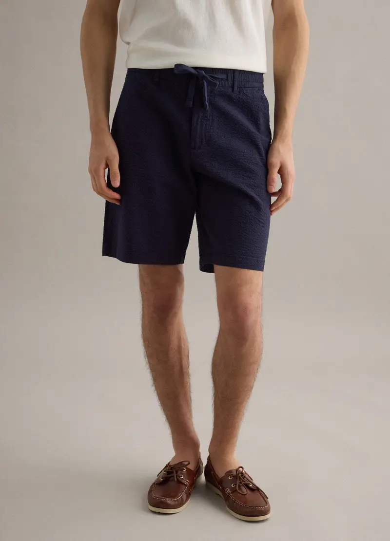 Shorts Chino In Cotone Elasticizzato Blu Regular Fit, Uomo, Blu miniatura 2
