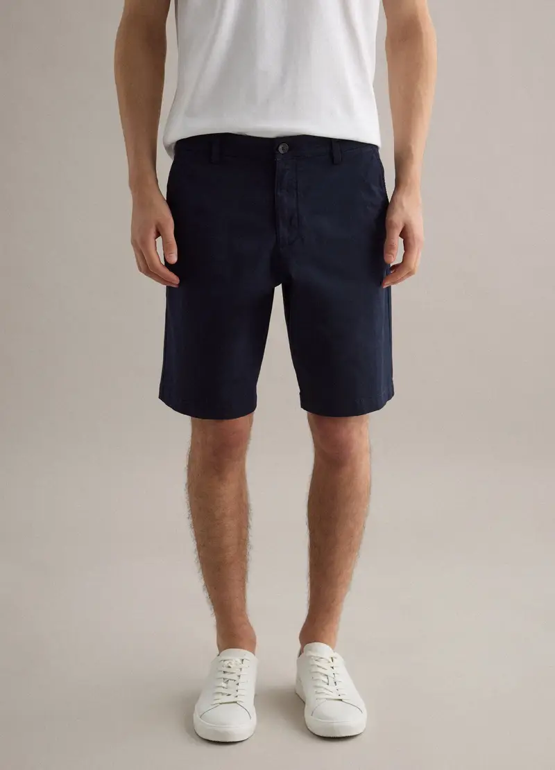 Shorts Chino In Cotone Elasticizzato Blu Regular Fit, Uomo, Blu miniatura 2