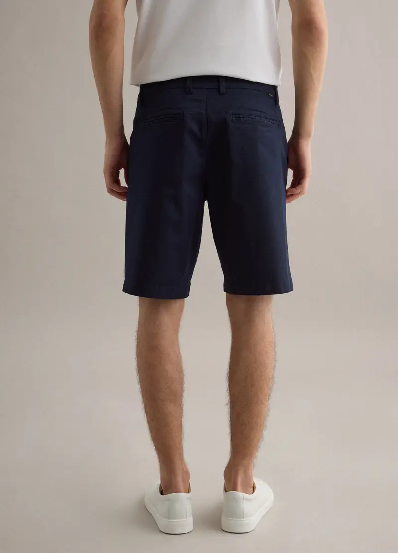Shorts Chino In Cotone Elasticizzato Blu Regular Fit, Uomo, Blu miniatura 3