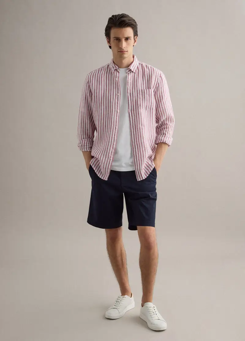 Shorts Chino In Cotone Elasticizzato Blu Regular Fit, Uomo, Blu