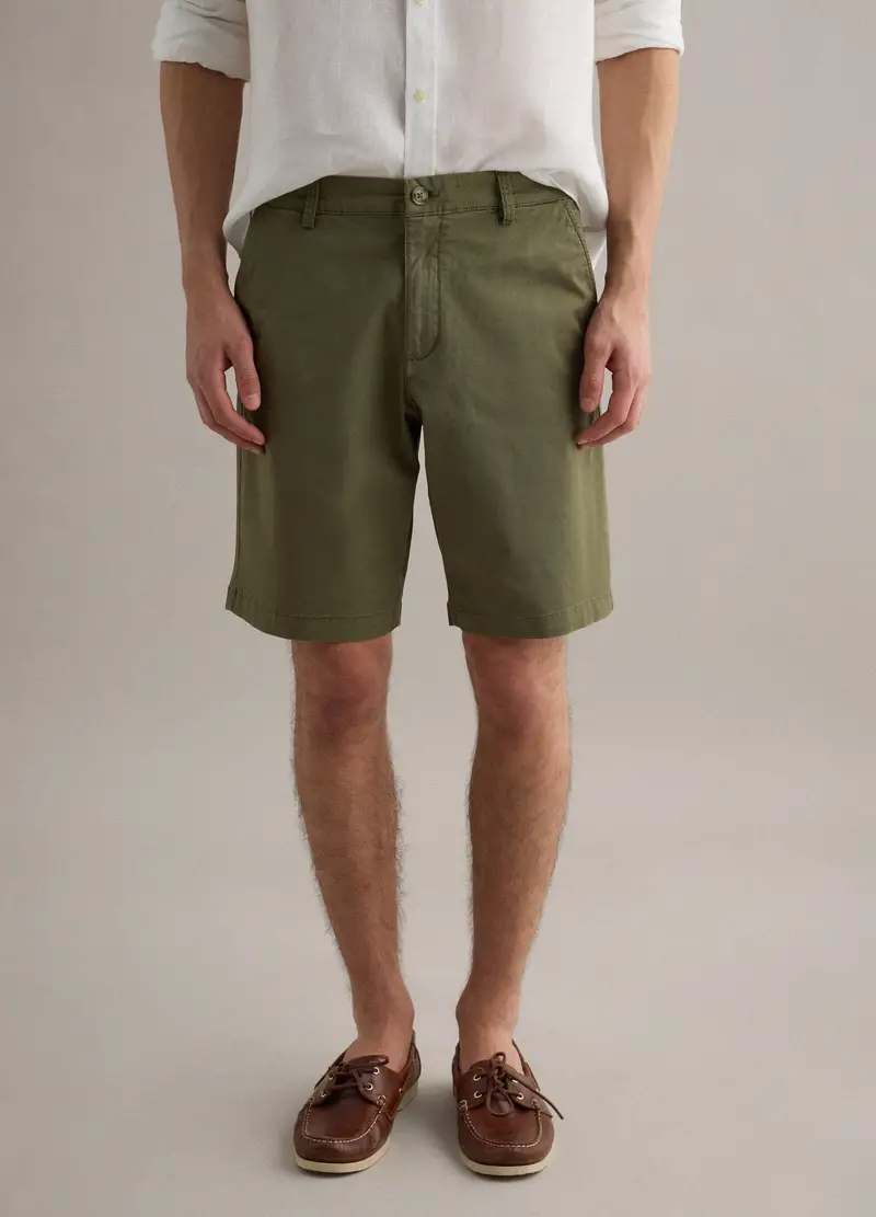 Shorts Chino In Cotone Elasticizzato Verde Regular Fit, Uomo, Verde miniatura 2
