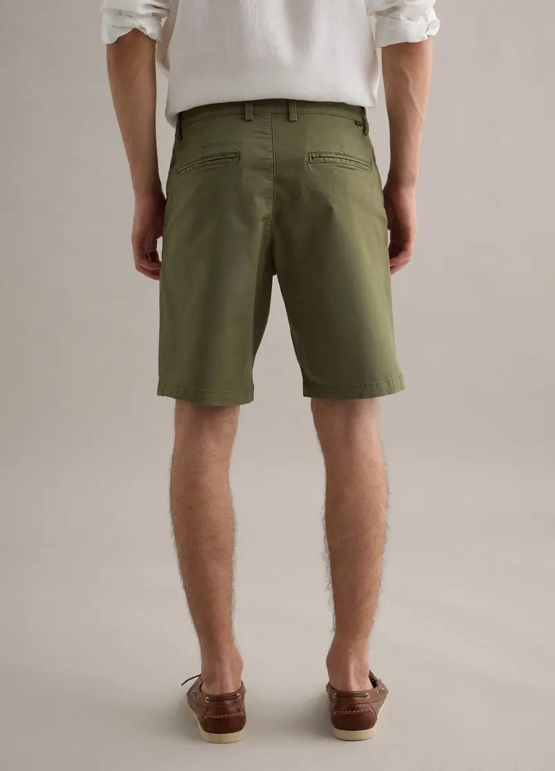 Shorts Chino In Cotone Elasticizzato Verde Regular Fit, Uomo, Verde miniatura 3