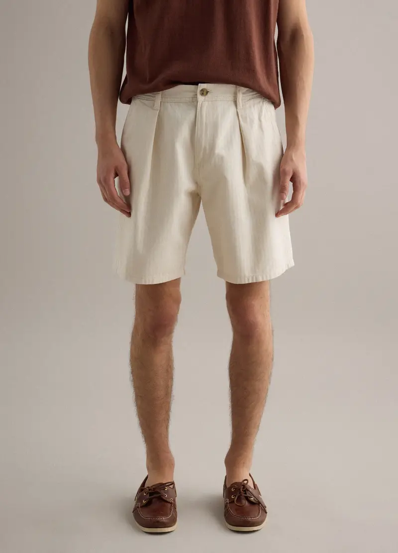 Shorts Chino In Puro Cotone Beige Regular Fit, Uomo, Beige miniatura 2