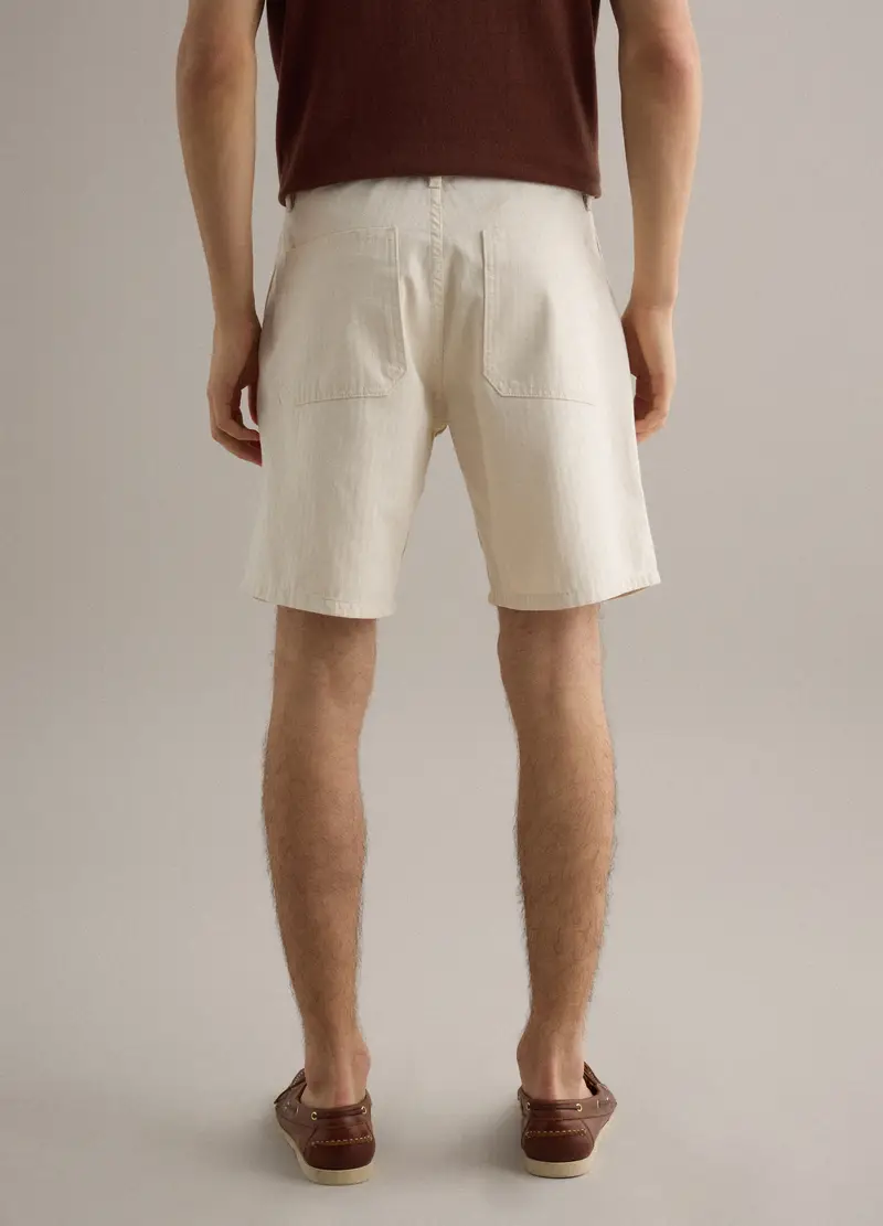 Shorts Chino In Puro Cotone Beige Regular Fit, Uomo, Beige miniatura 3