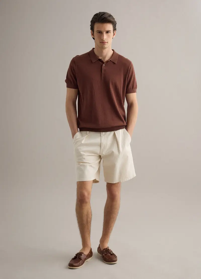 Shorts Chino In Puro Cotone Beige Regular Fit, Uomo, Beige