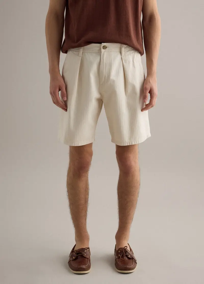 Shorts Chino In Puro Cotone Beige Regular Fit, Uomo, Beige miniatura 2