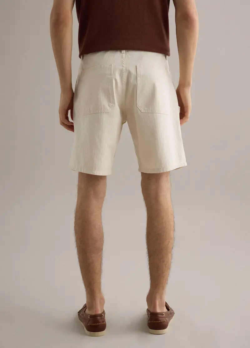 Shorts Chino In Puro Cotone Beige Regular Fit, Uomo, Beige miniatura 3