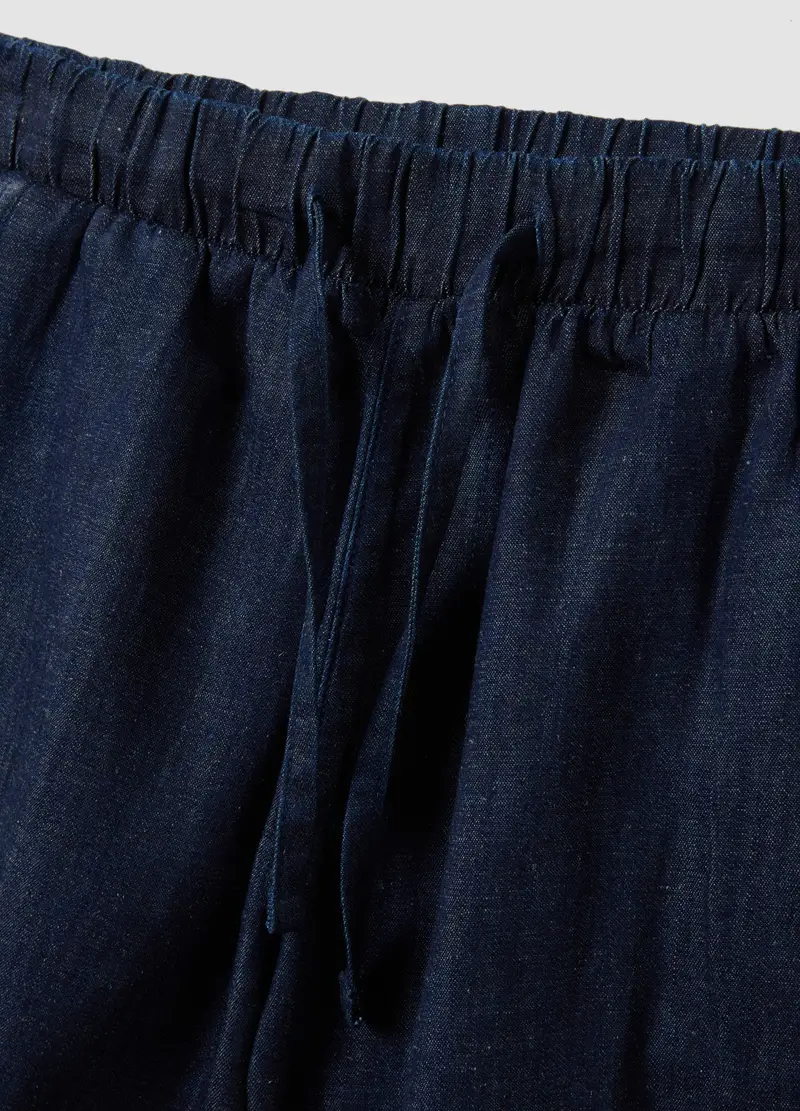 Shorts Denim Blu In Misto Cotone Regular Fit Con Bordo Sfrangiato, Donna, Blu miniatura 2