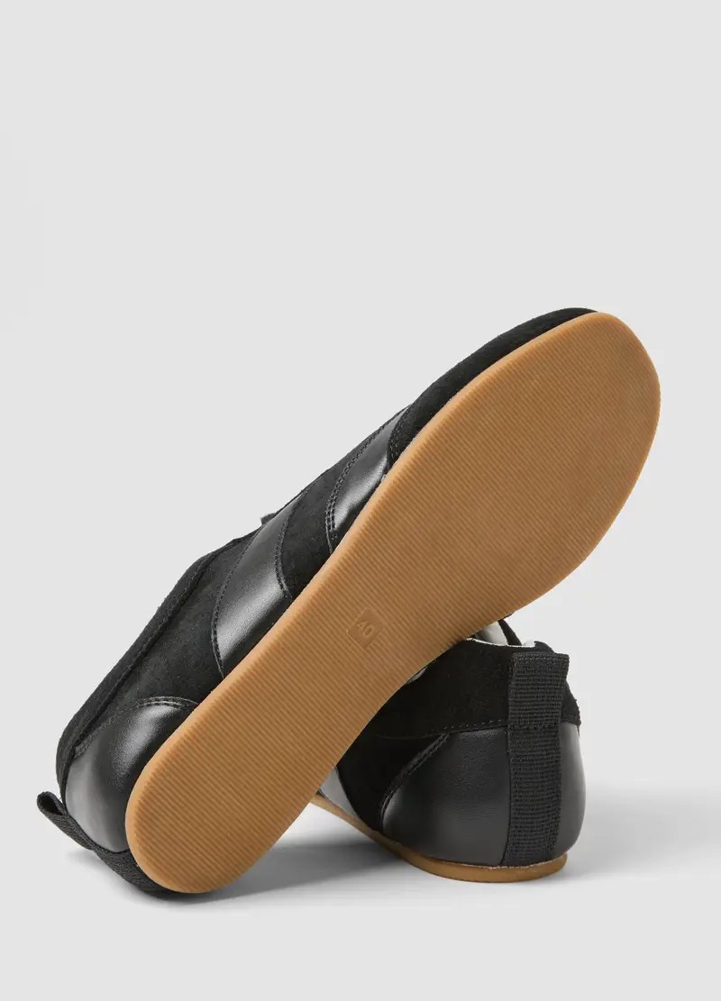 Sneakers In Vera Pelle Nera, Donna, Nero miniatura 3