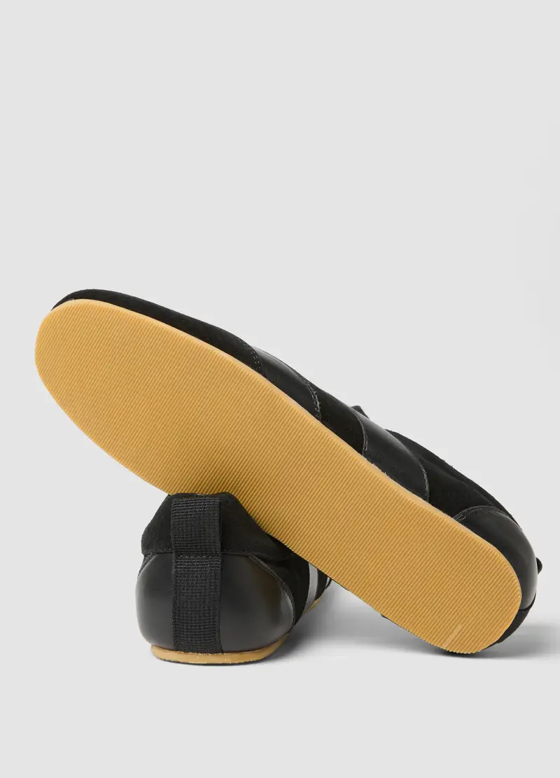 Sneakers In Vera Pelle Nera, Uomo, Nero miniatura 3