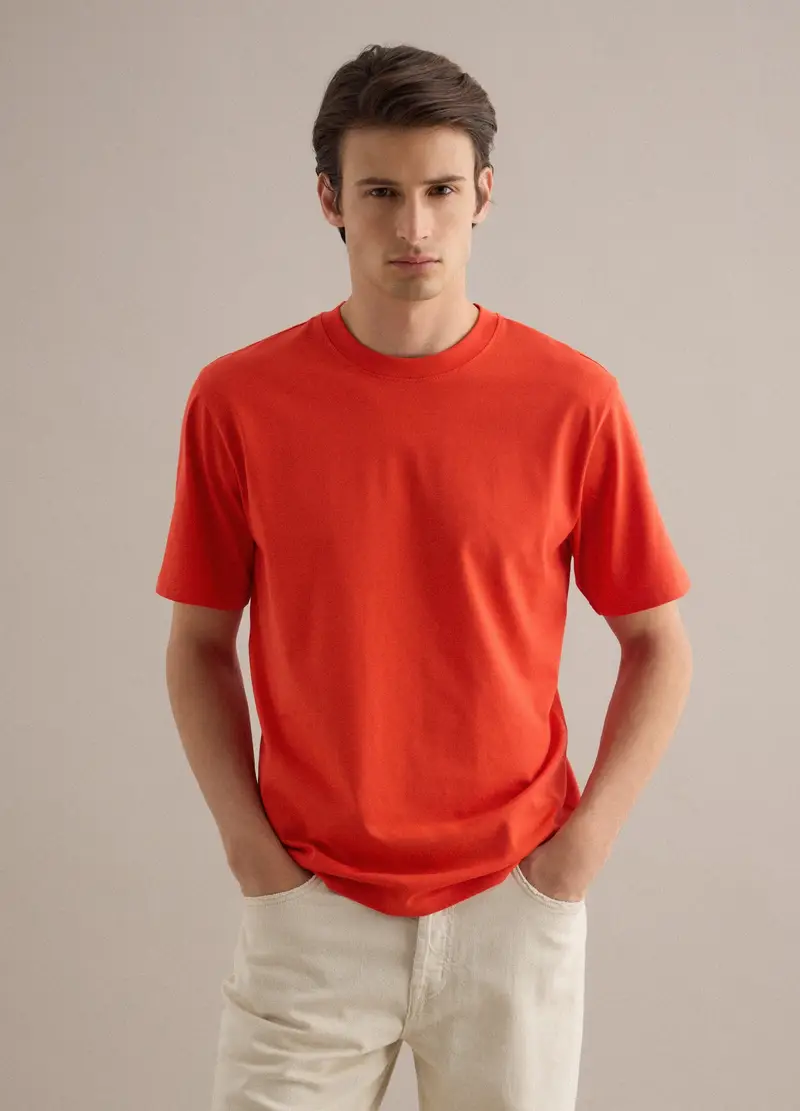 T-shirt Arancione Relaxed Fit In Puro Cotone Supima, Uomo, Arancione miniatura 3