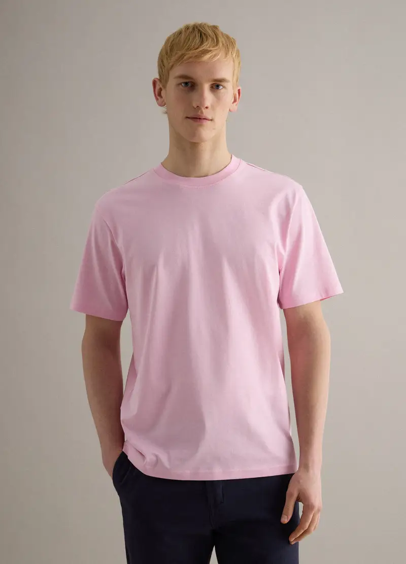 T-shirt Girocollo In Puro Cotone Rosa Relaxed Fit, Uomo, Rosa