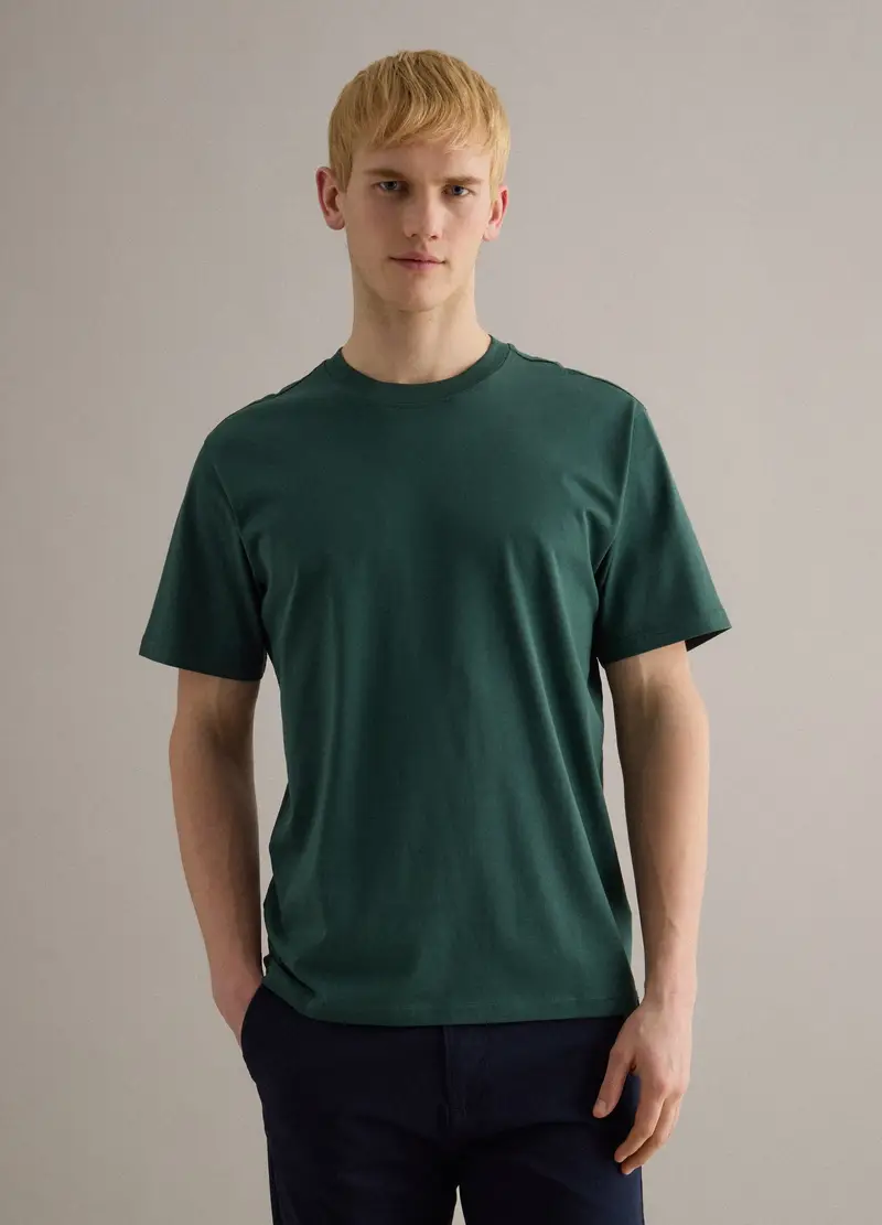T-shirt Girocollo In Puro Cotone Verde Relaxed Fit, Uomo, Verde