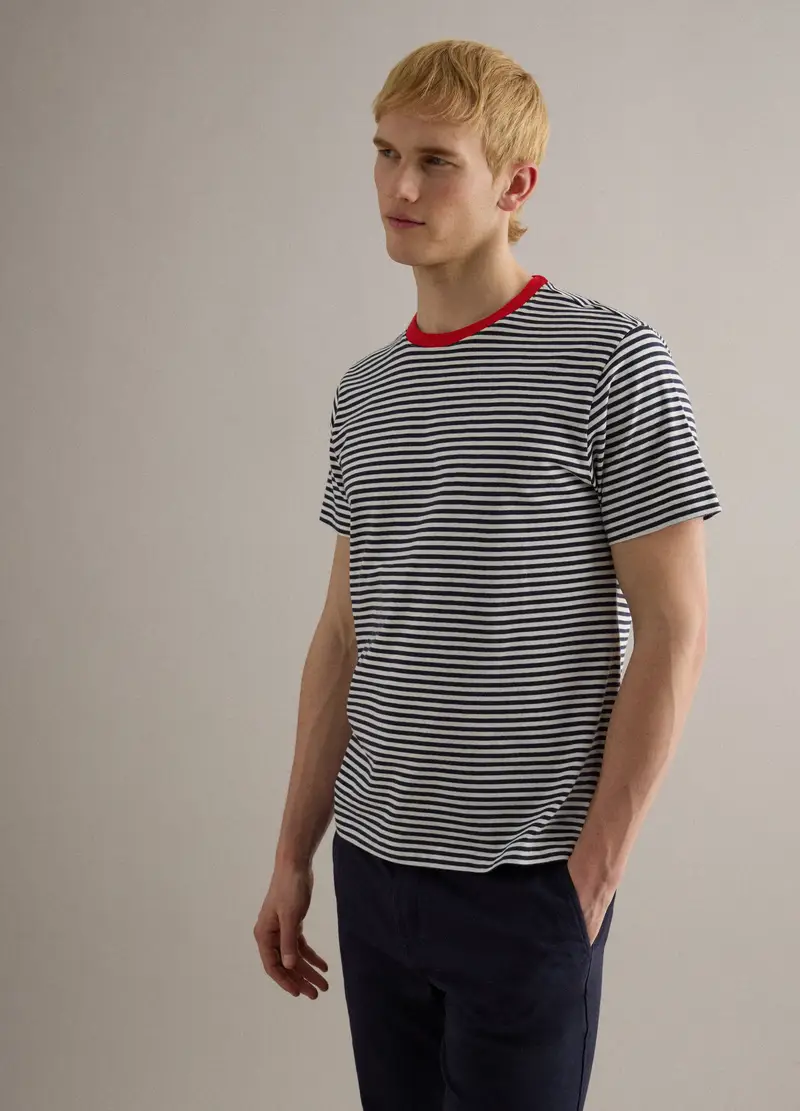 T-shirt In Puro Cotone A Righe Multicolor Regular Fit, Uomo, Multicolor