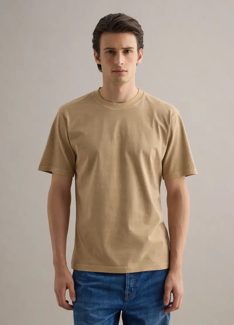 T-shirt In Puro Cotone Beige Relaxed Fit, Uomo, Beige