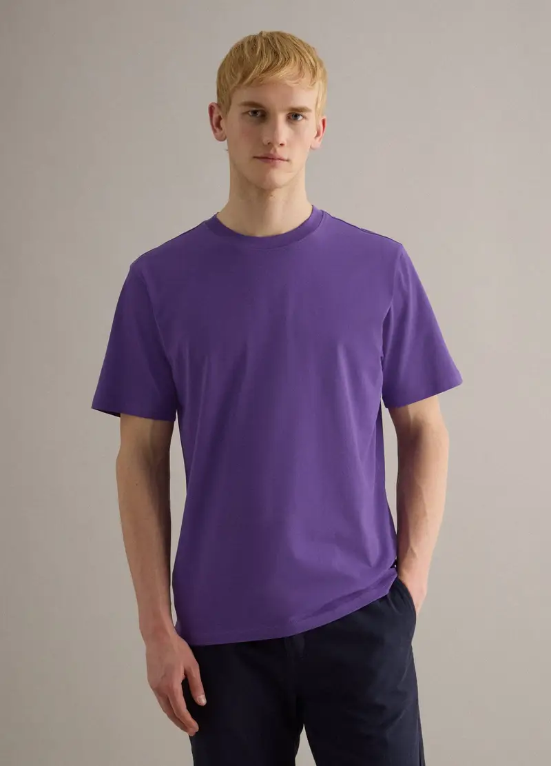 T-shirt Viola Relaxed Fit In Puro Cotone Supima, Uomo, Viola miniatura 2