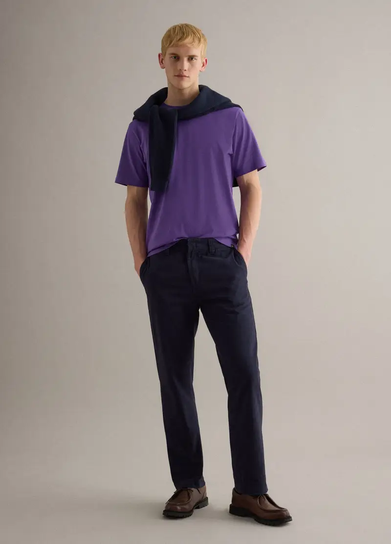 T-shirt Viola Relaxed Fit In Puro Cotone Supima, Uomo, Viola