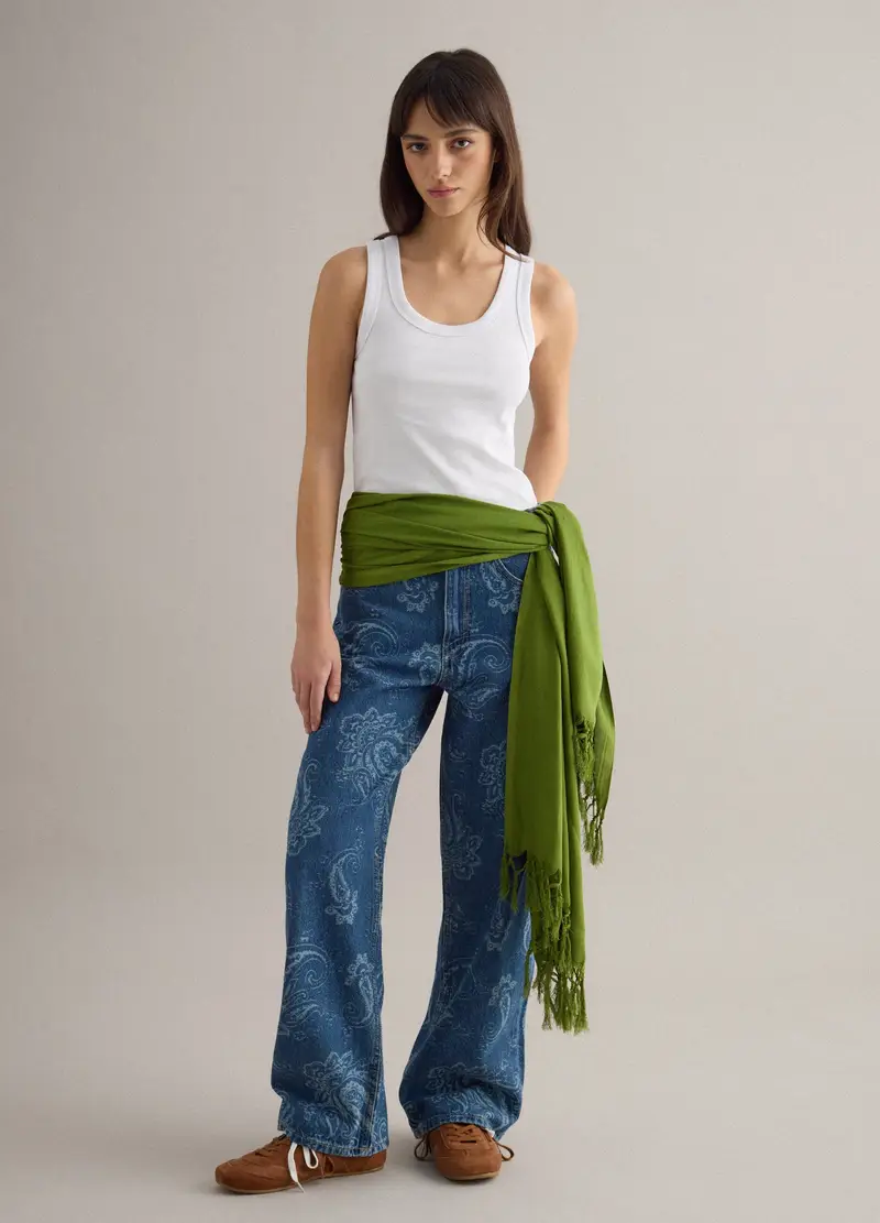 Tank Top In Cotone Elasticizzato Bianco Regular Fit, Donna, Bianco