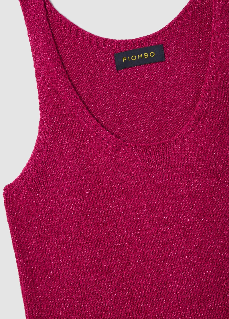 Tank Top In Misto Viscosa Rosa Regular Fit Con Glitter, Donna, Rosa miniatura 2