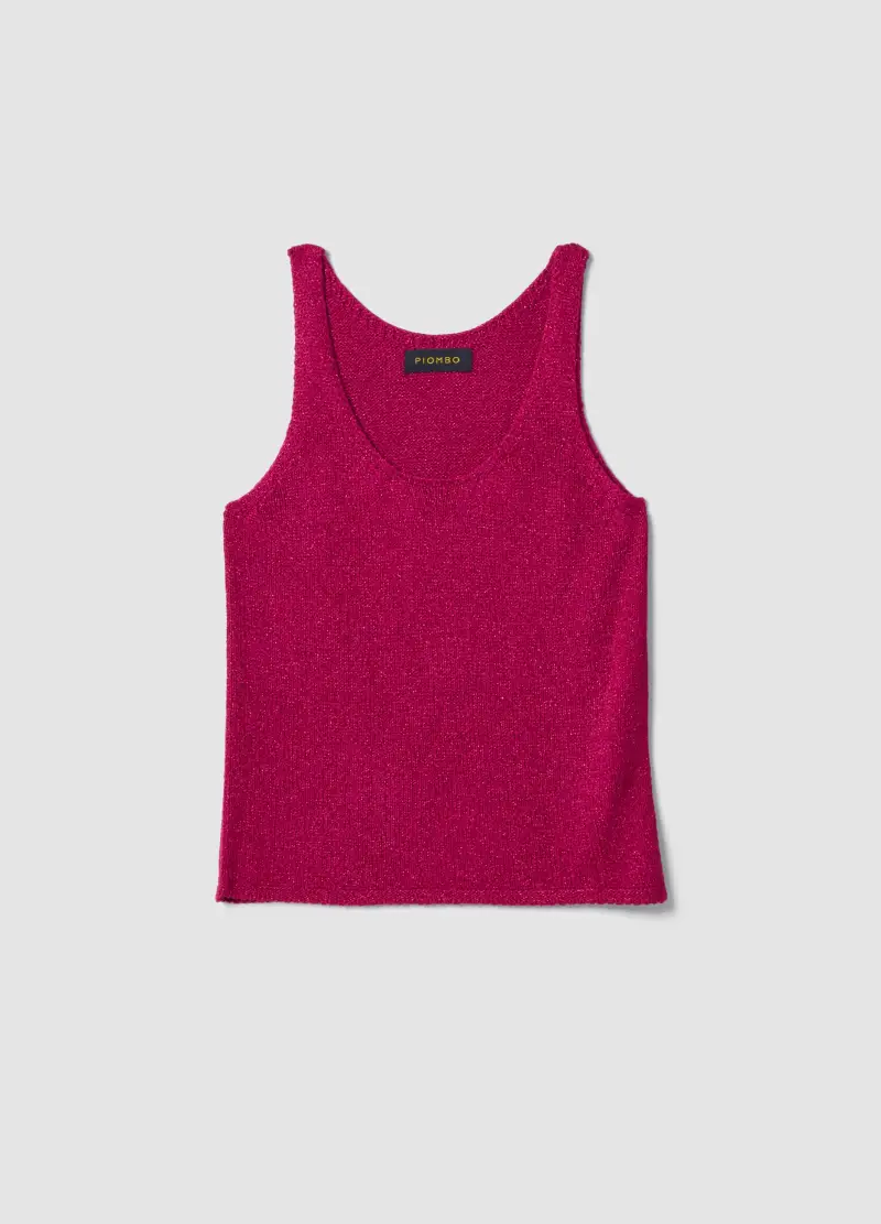Tank Top In Misto Viscosa Rosa Regular Fit Con Glitter, Donna, Rosa